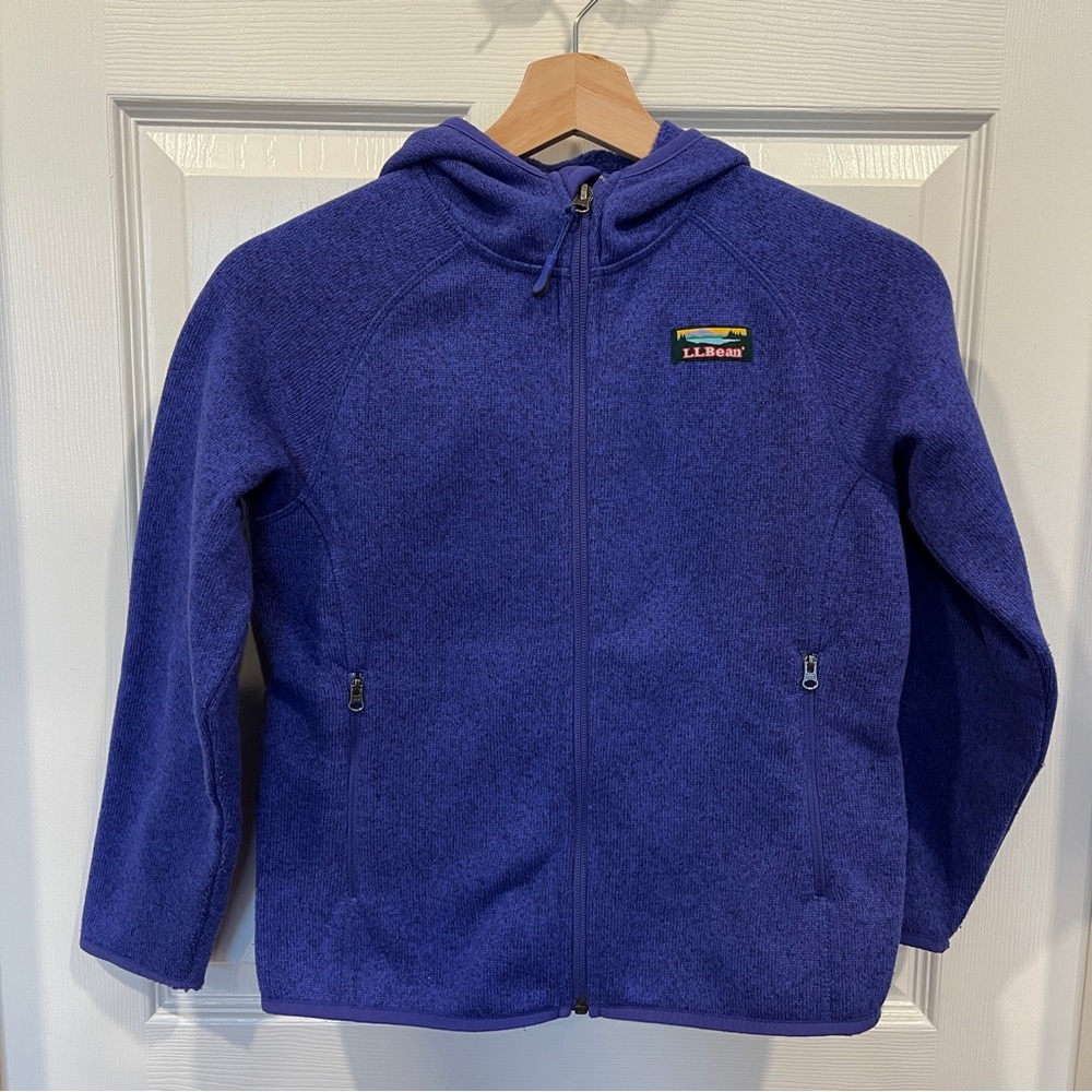 Kids’ LL Bean Sweater Fleece, Hooded, Purple S